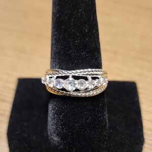 Silver Filigree Ring with Crystal Accents